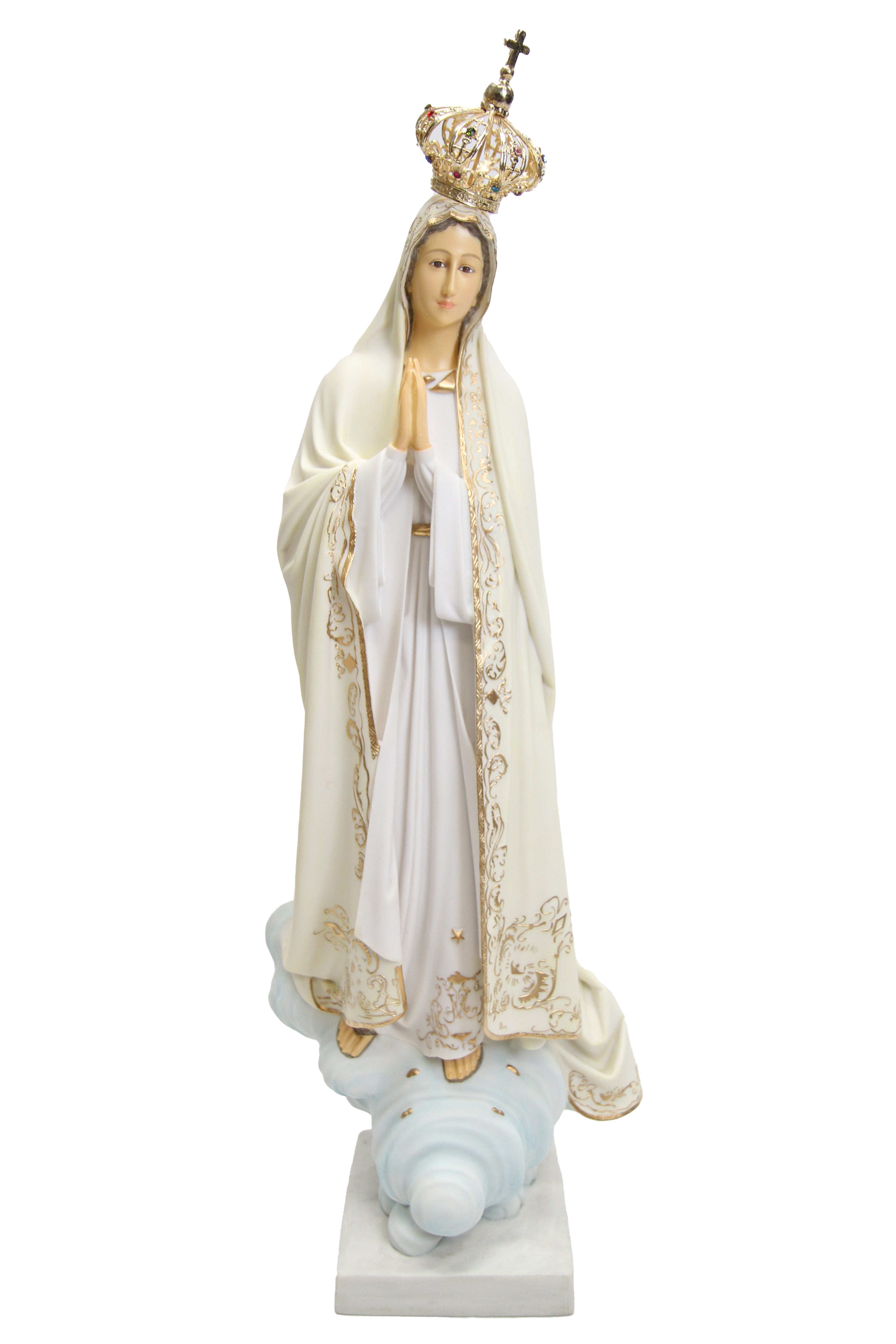 25.5" Our Lady of Fatima Virgin Mary Immaculate Mother with Metal Crown Catholic Religious Statue Sculpture Figurine Vittoria Collection