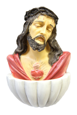 5.5" Sacred Heart of Jesus Holy Water Fount Wall Hanging Statue Catholic Religiuoos Home Decor Gift\