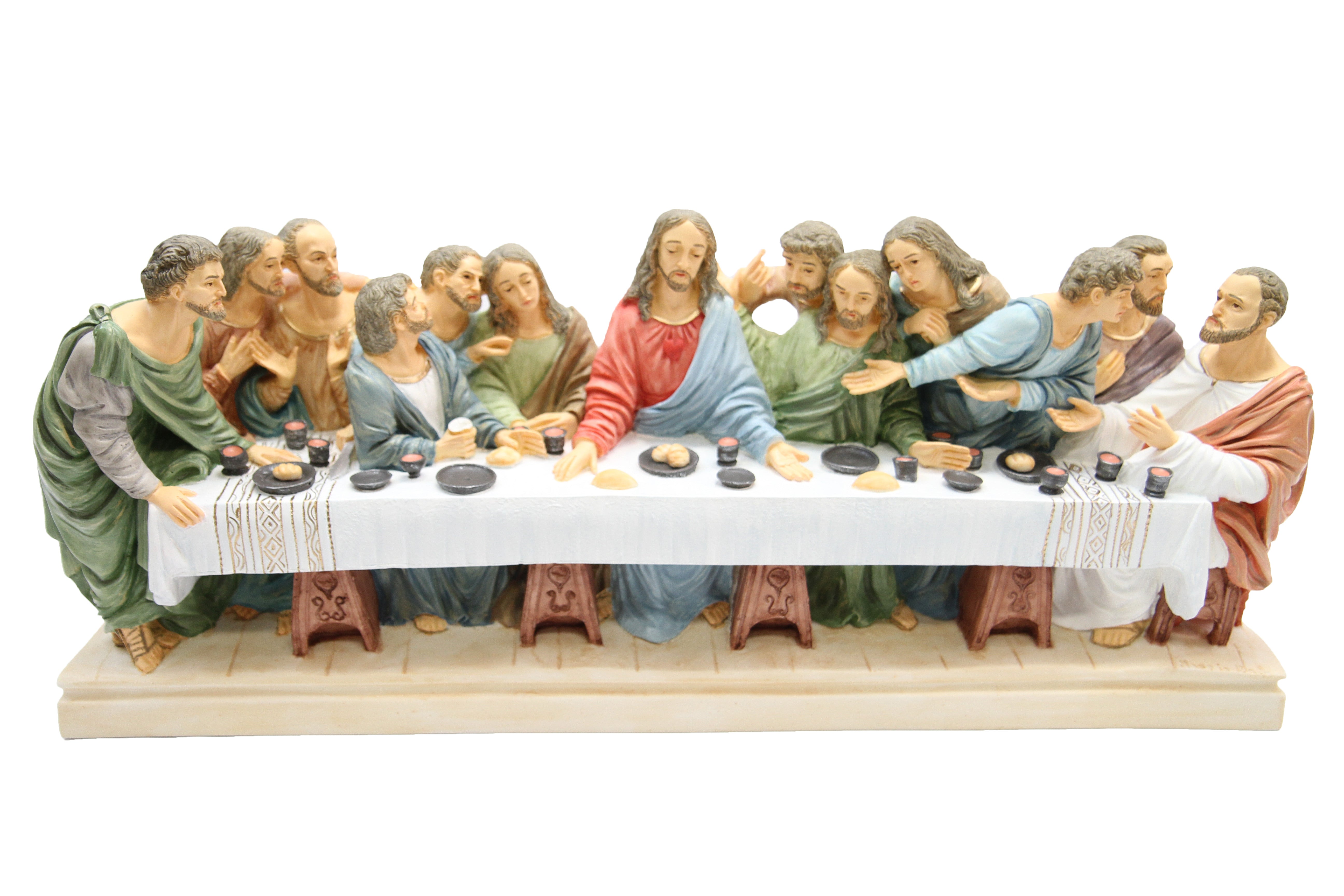 24.5" The Last Supper Statue Catholic Religious Sculpture Hand Painted