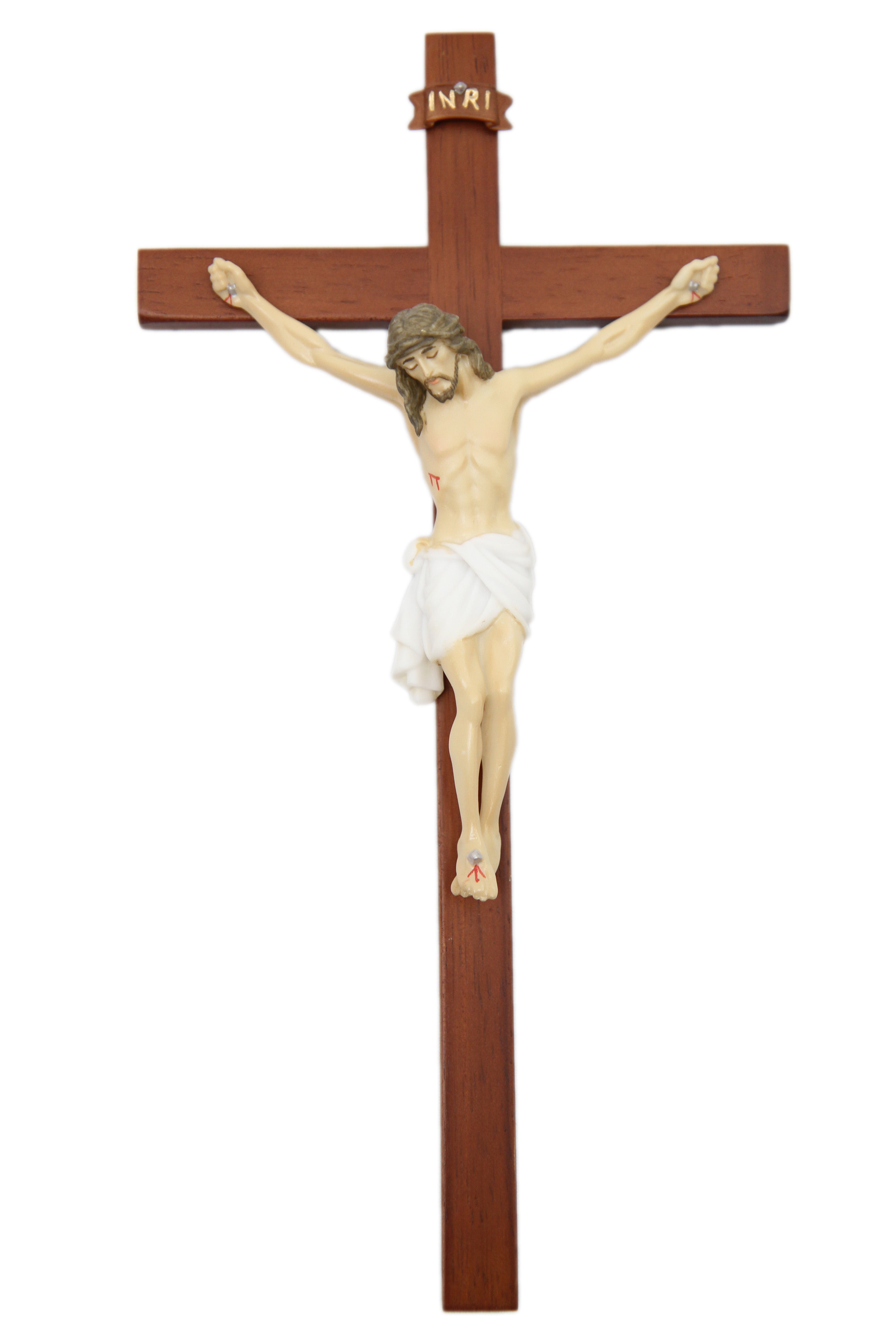 10.25 Inch Wall Hanging Crucifix Wood Cross Jesus Statue Catholic Vittoria Made in Italy