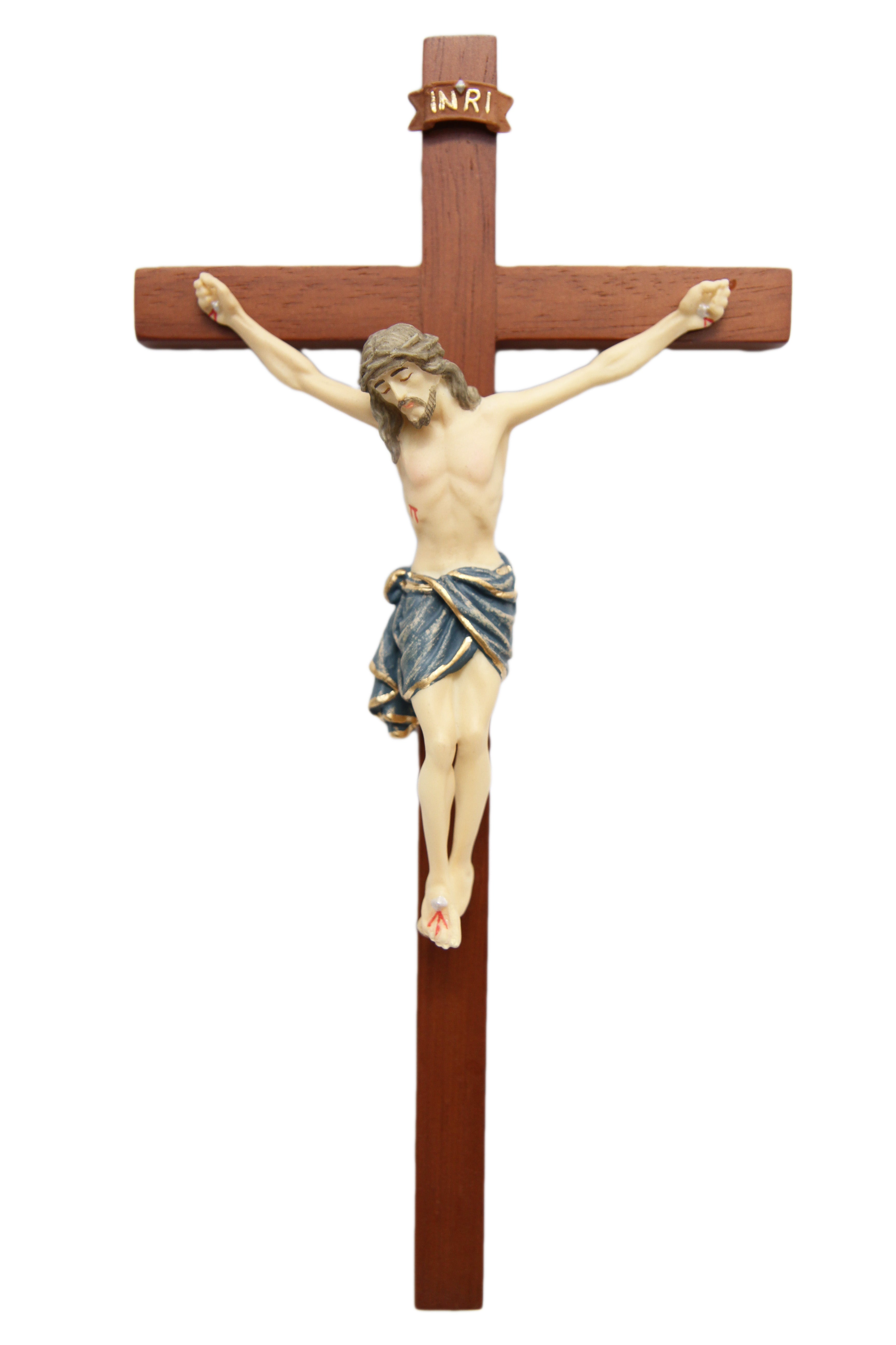 10.25" Wall Hanging Crucifix Wood Cross Jesus Statue Catholic Vittoria Made in Italy