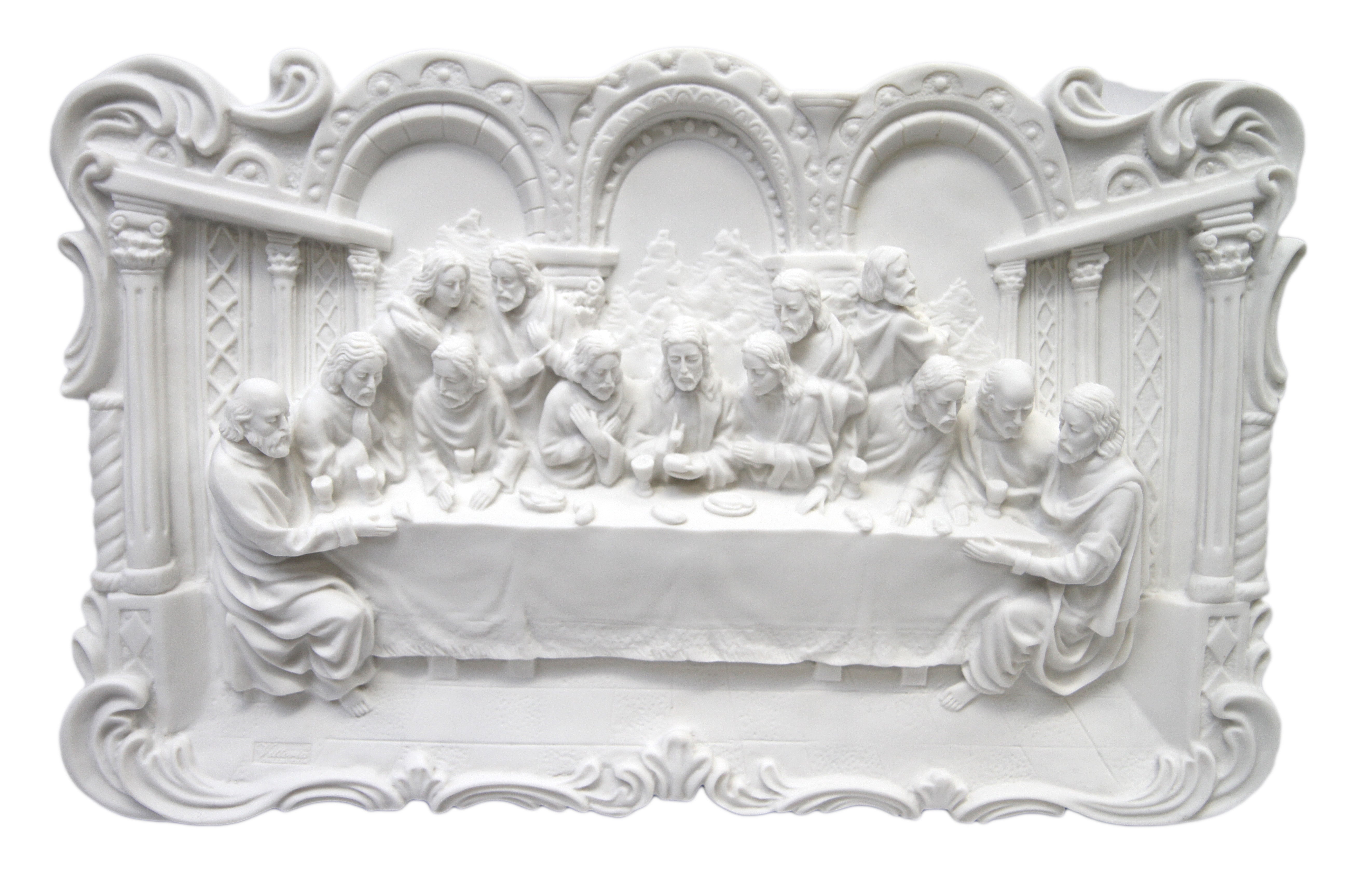 20" x 14.25" The Last Supper Statue Wall Hanging Plate Catholic Religious Sculpture Hand Painted