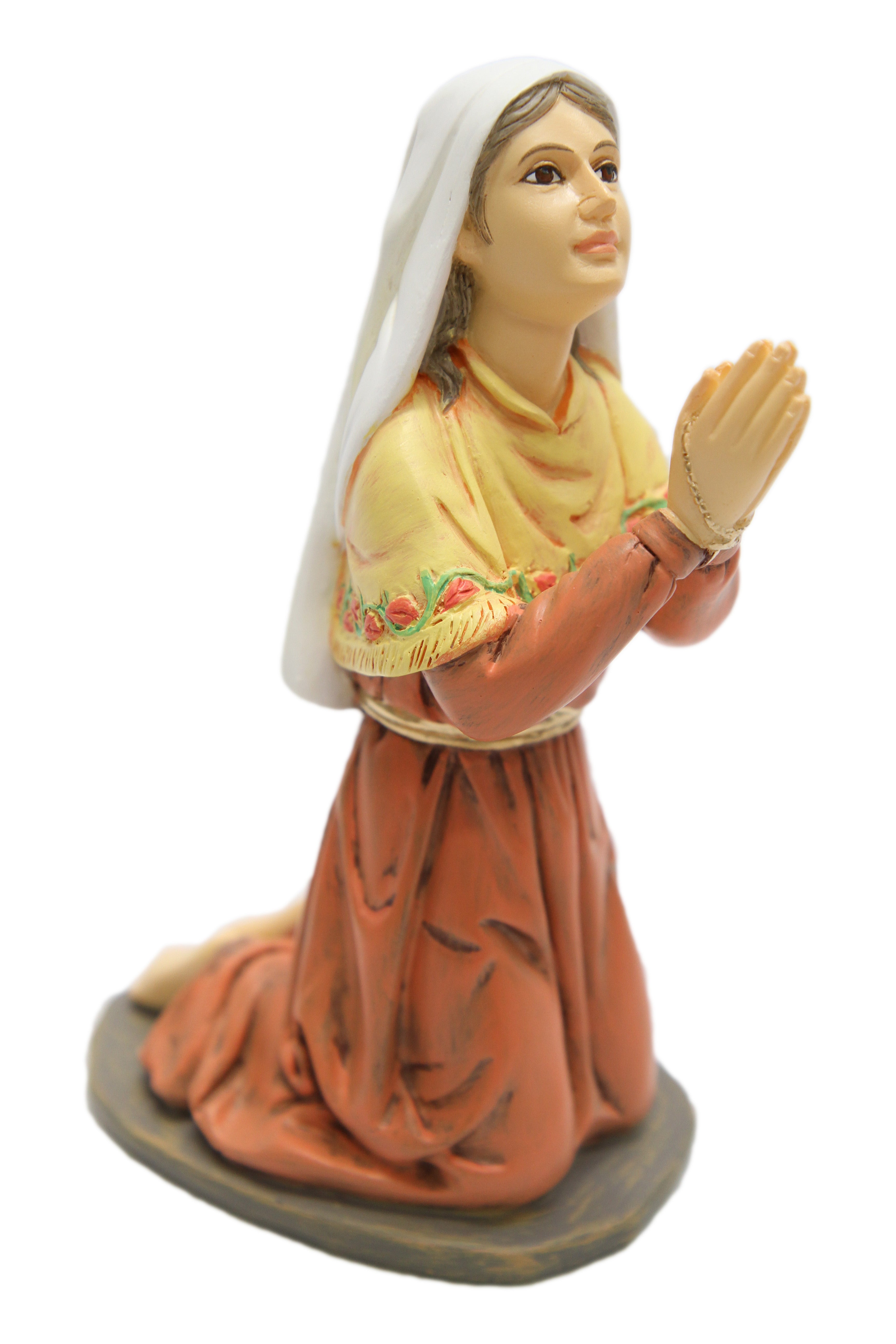 8" Saint St Bernadette of Lourdes Kneeling in Prayer Statue Sculpture Catholic Religious Figurine