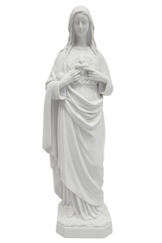 25 Inch Immaculate Heart of Mary Blessed Mother Virgin Mary White Catholic Statue