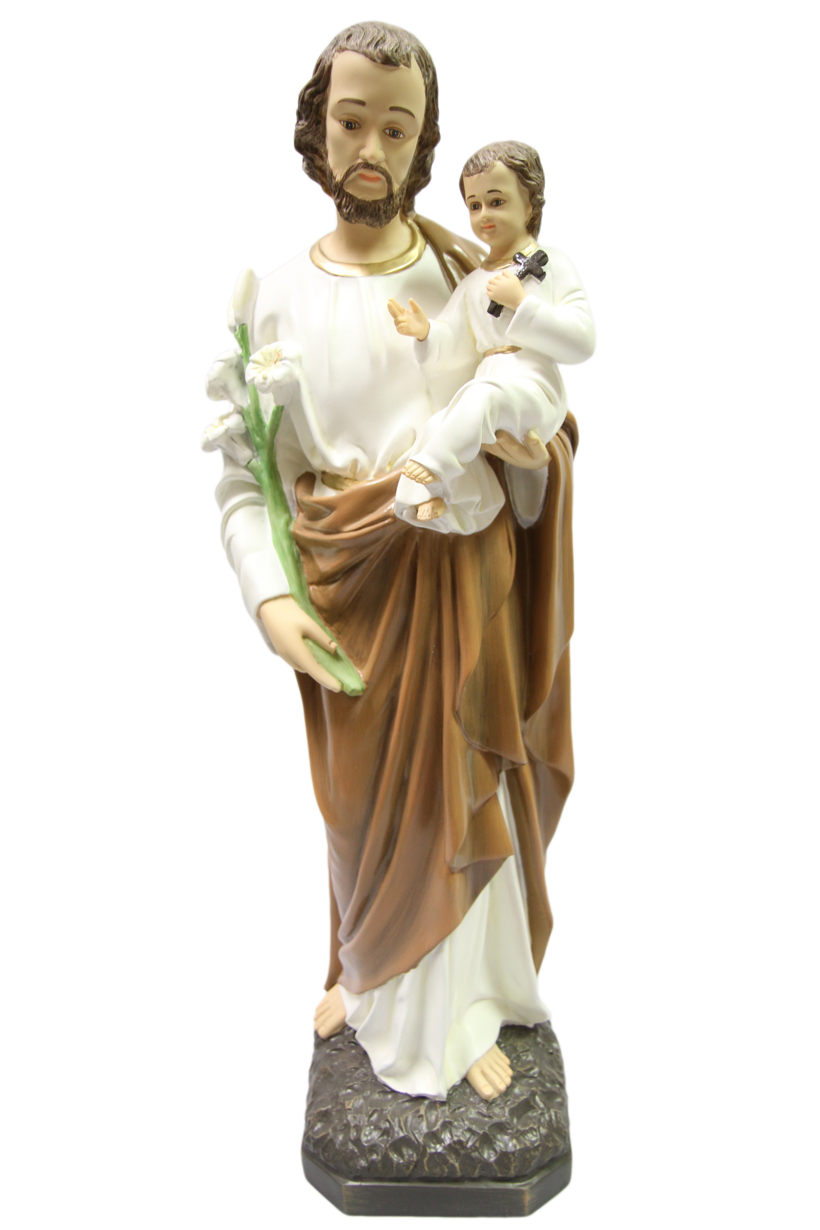 32 Inch Saint Joseph with Baby Jesus Catholic Statue Sculpture Religious Figurine